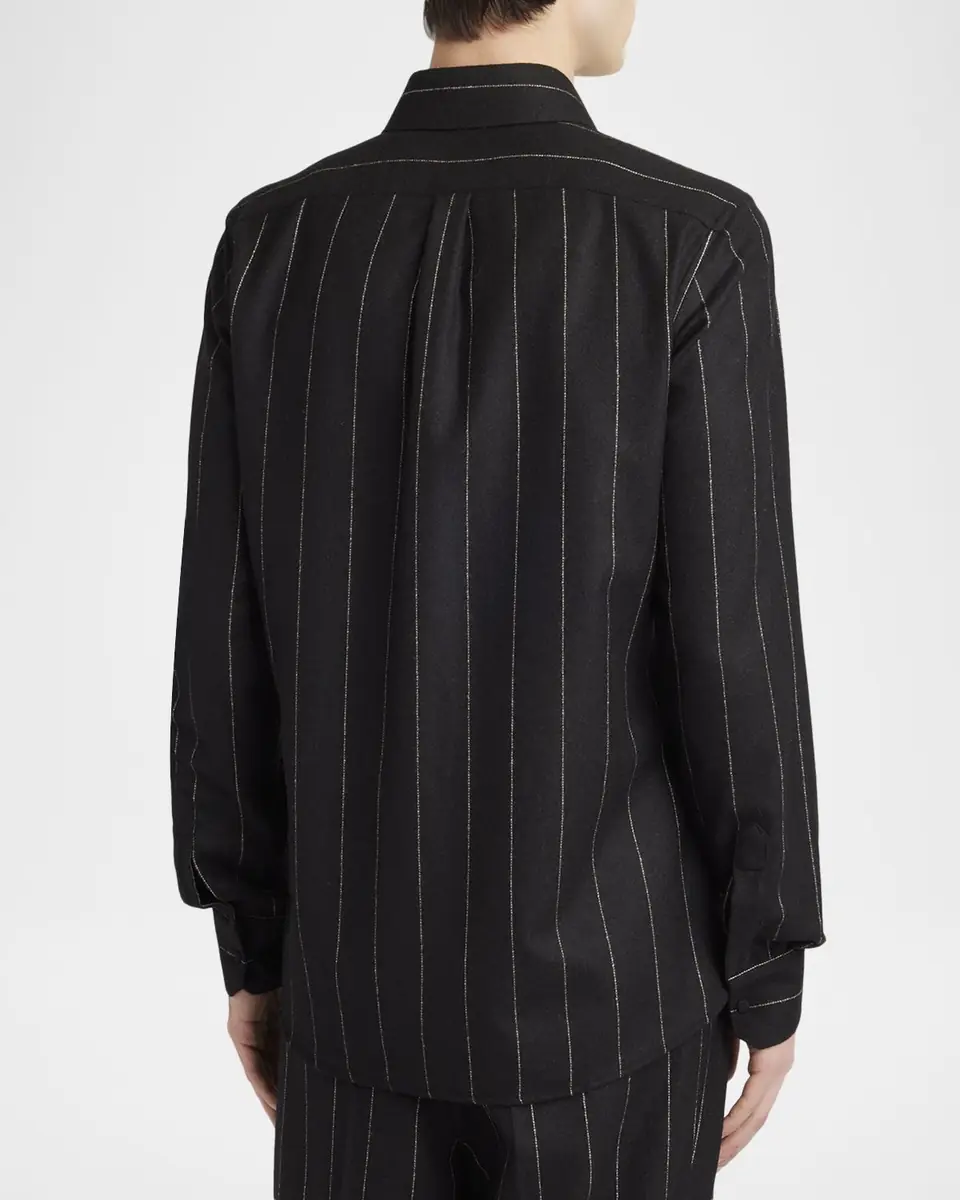 Dolce & Gabbana Men's Pinstripe Wool-Blend Shirt | Thumbnail 3 Dolce & Gabbana Men's Pinstripe Wool-Blend Shirt | Thumbnail 3