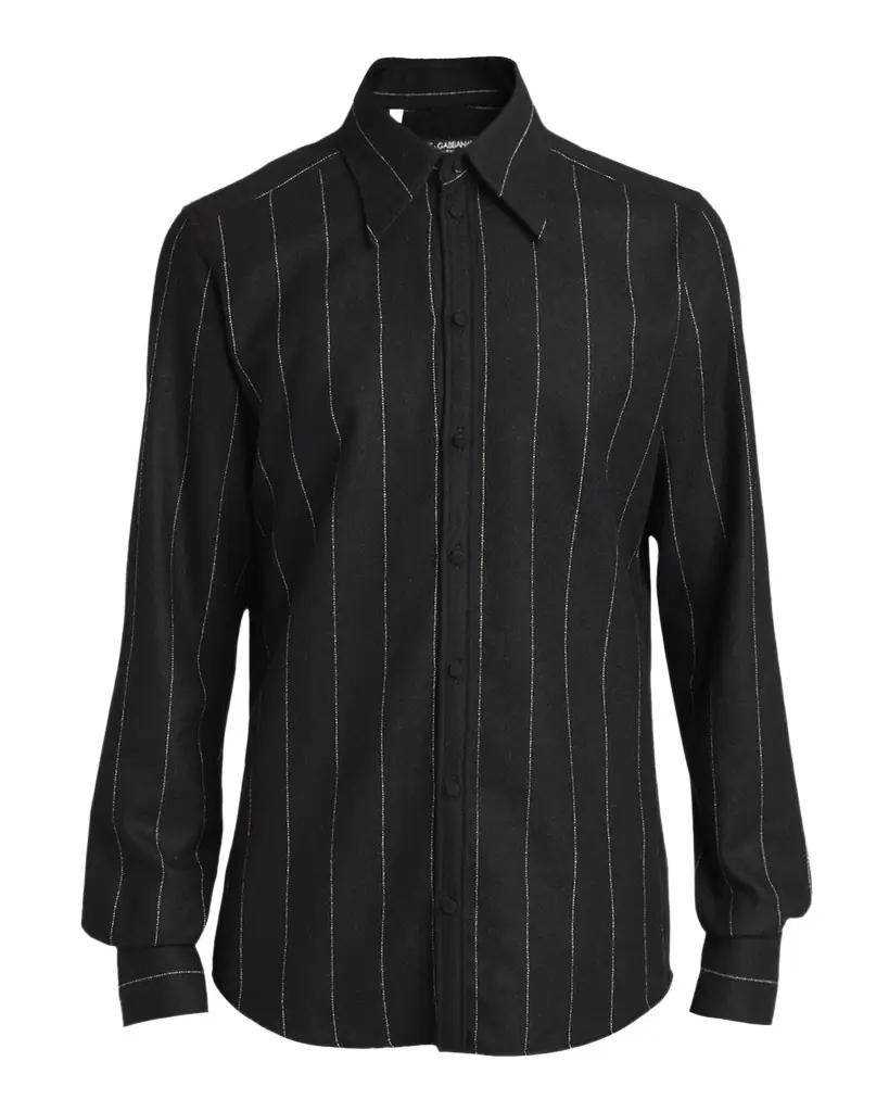 Men's Pinstripe Wool-Blend Shirt Men's Pinstripe Wool-Blend Shirt
