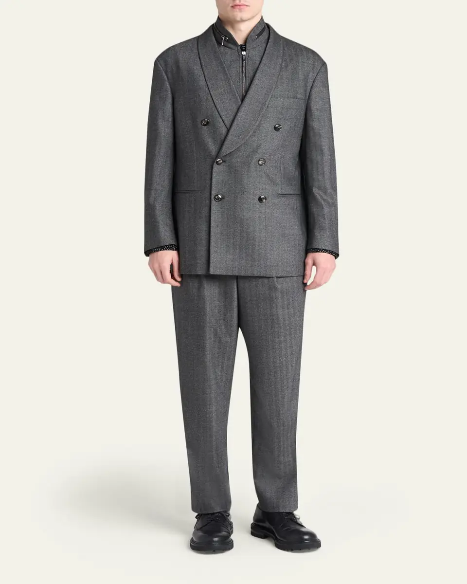 Giorgio Armani Men's Heritage Line Chevron Wool and Cashmere Double-Breasted Suit | Thumbnail 2 Giorgio Armani Men's Heritage Line Chevron Wool and Cashmere Double-Breasted Suit | Thumbnail 2