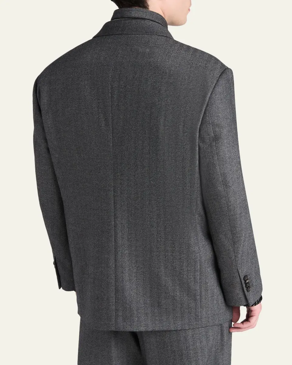 Giorgio Armani Men's Heritage Line Chevron Wool and Cashmere Double-Breasted Suit | Thumbnail 3 Giorgio Armani Men's Heritage Line Chevron Wool and Cashmere Double-Breasted Suit | Thumbnail 3