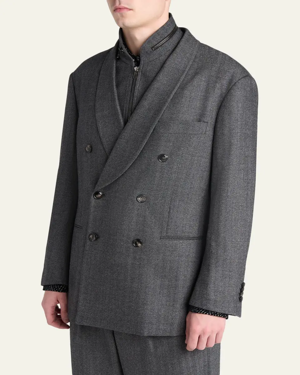 Giorgio Armani Men's Heritage Line Chevron Wool and Cashmere Double-Breasted Suit | Thumbnail 4 Giorgio Armani Men's Heritage Line Chevron Wool and Cashmere Double-Breasted Suit | Thumbnail 4