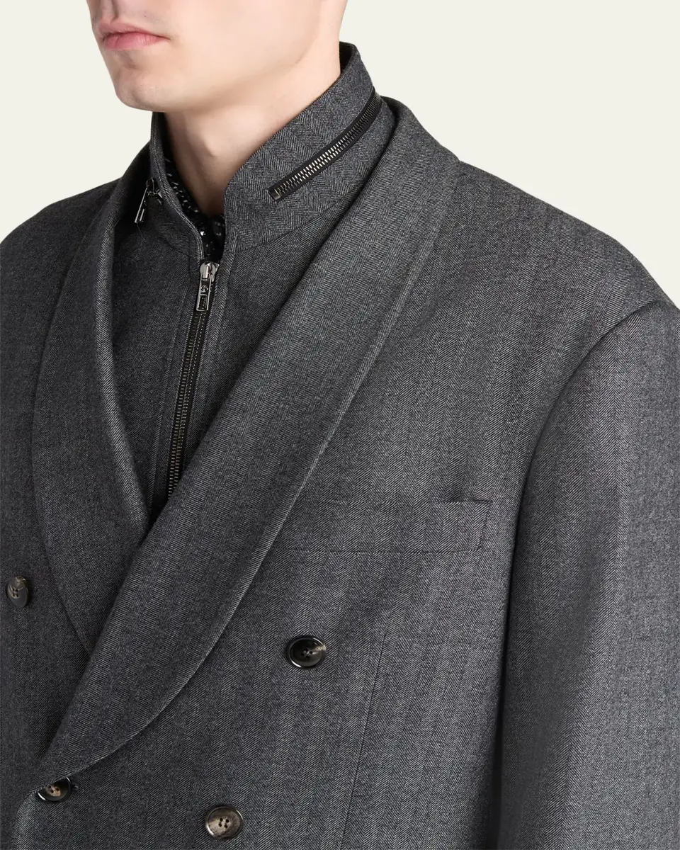 Giorgio Armani Men's Heritage Line Chevron Wool and Cashmere Double-Breasted Suit | Thumbnail 5 Giorgio Armani Men's Heritage Line Chevron Wool and Cashmere Double-Breasted Suit | Thumbnail 5