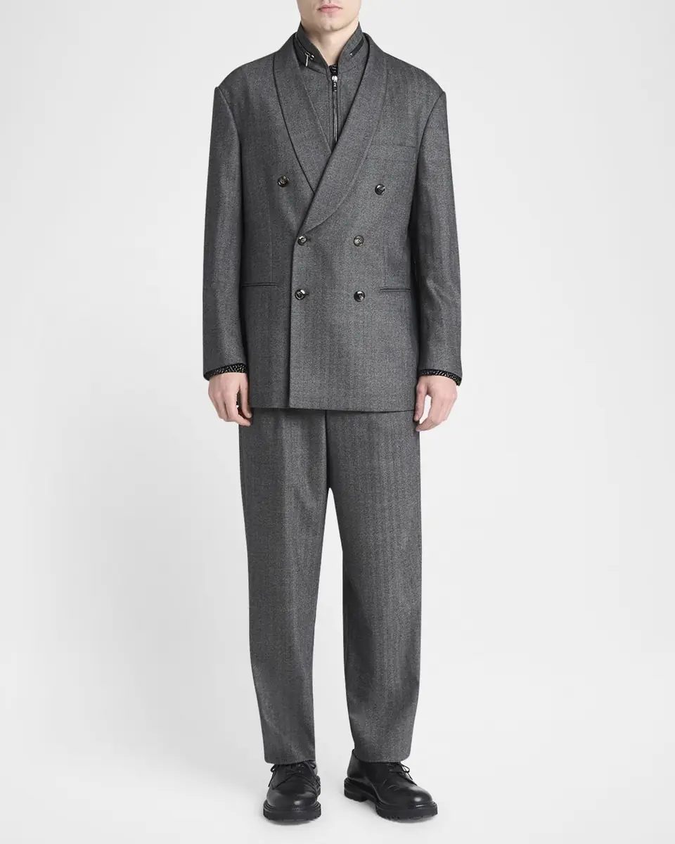 Giorgio Armani Men's Heritage Line Chevron Wool and Cashmere Double-Breasted Suit | Thumbnail 6 Giorgio Armani Men's Heritage Line Chevron Wool and Cashmere Double-Breasted Suit | Thumbnail 6
