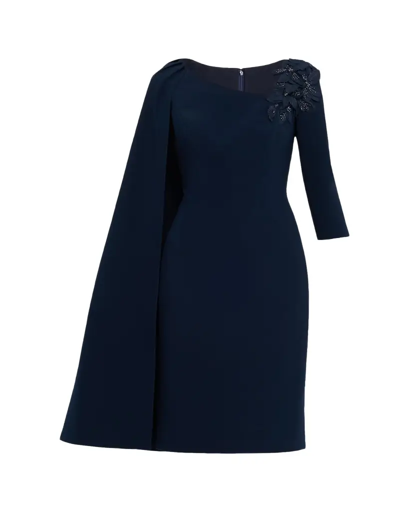 Rickie Freeman for Teri Jon Cape-Sleeve Crepe Midi Dress | Image 1 Rickie Freeman for Teri Jon Cape-Sleeve Crepe Midi Dress | Image 1