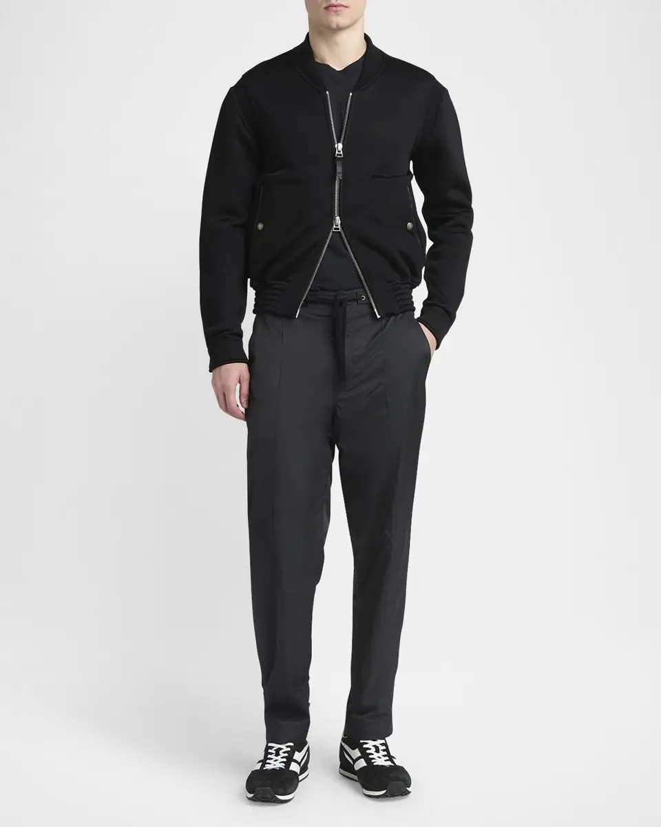 Tom Ford Men's Cotton and Viscose Ribbed Bomber Jacket | Thumbnail 2 Tom Ford Men's Cotton and Viscose Ribbed Bomber Jacket | Thumbnail 2