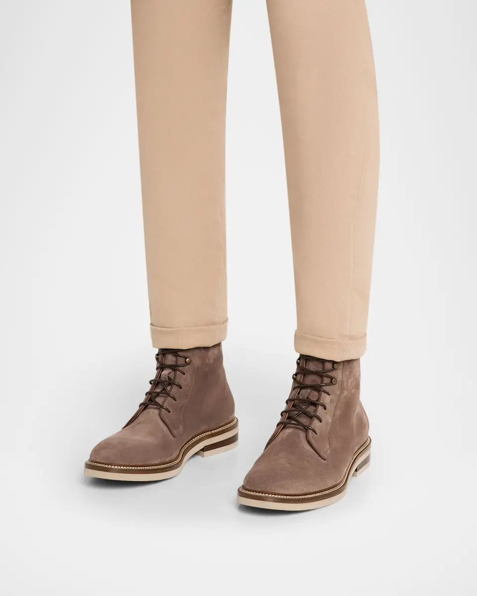 Brunello Cucinelli Men's Suede Two-Tone Sole Lace-Up Boots | Thumbnail 2 Brunello Cucinelli Men's Suede Two-Tone Sole Lace-Up Boots | Thumbnail 2