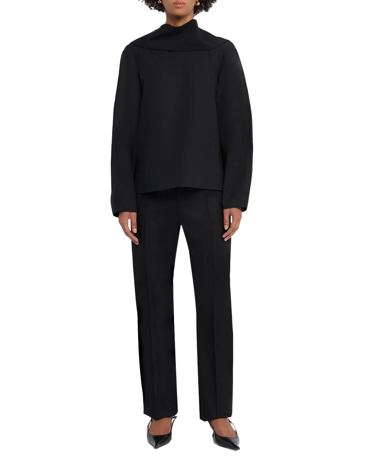 Brandon Maxwell The Quinn Poplin Scarf-Neck Top