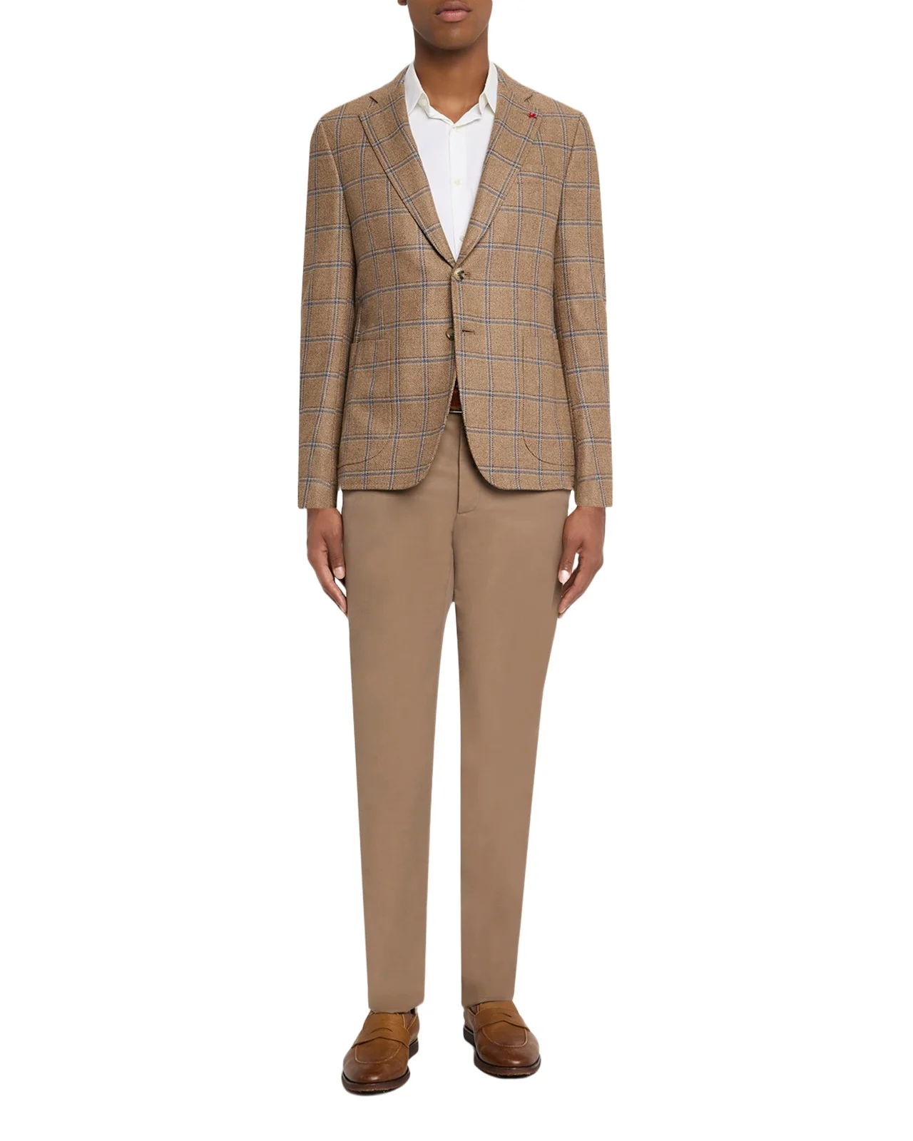Men's Wool and Silk Windowpane Single-Breasted Sport Coat