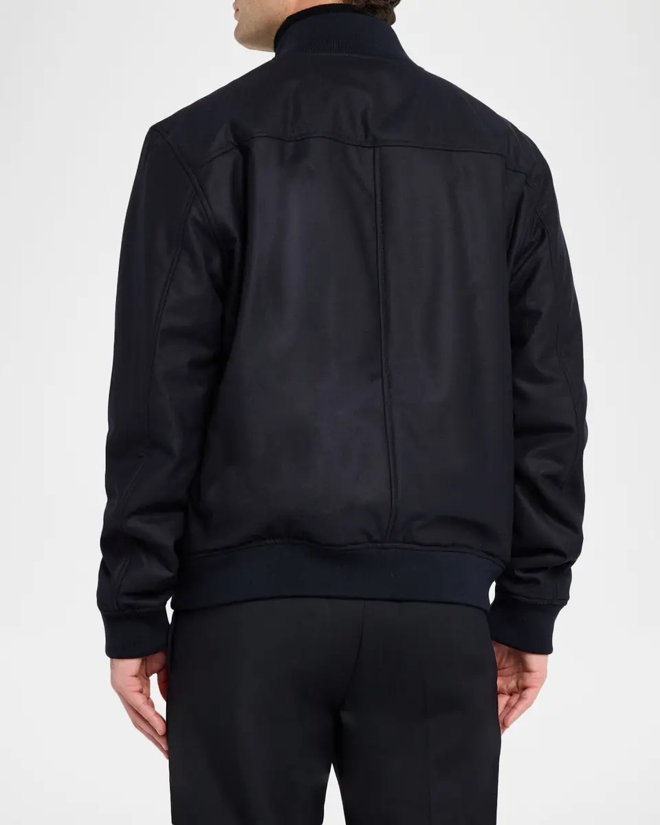 Emporio Armani Men's Wool-Blend Stand Collar Bomber Jacket | Thumbnail 2 Emporio Armani Men's Wool-Blend Stand Collar Bomber Jacket | Thumbnail 2