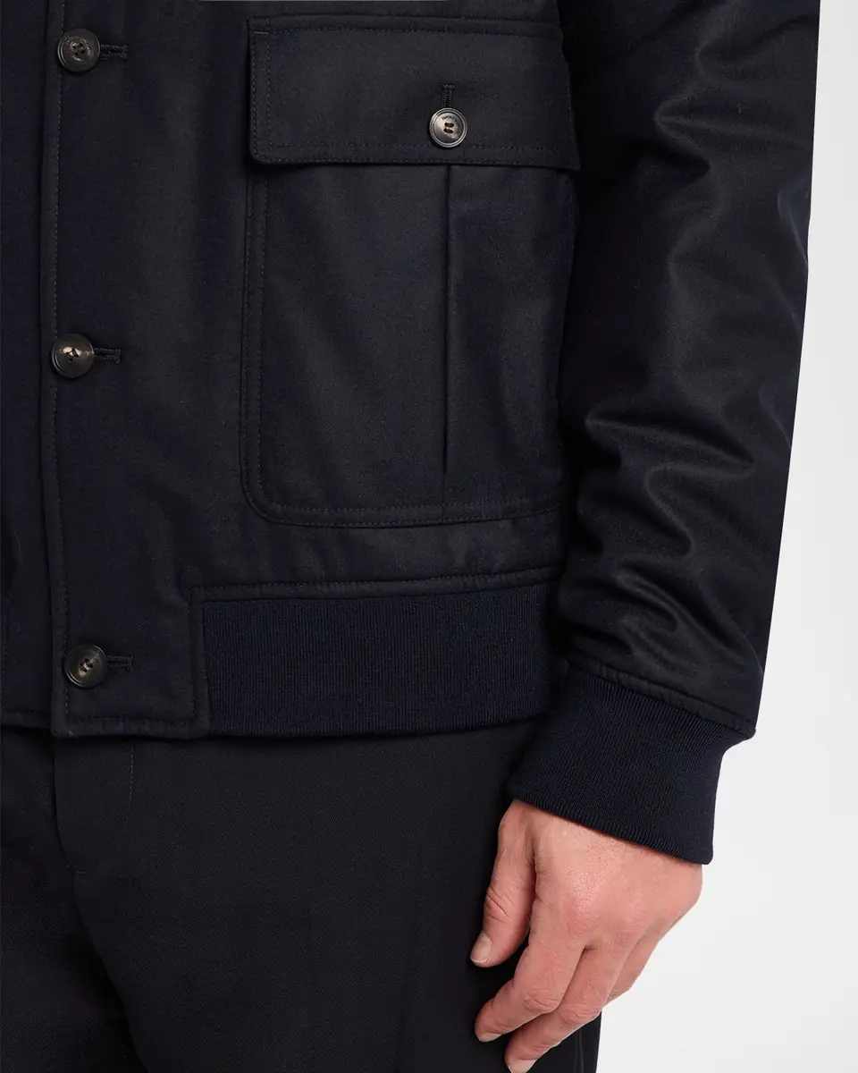 Emporio Armani Men's Wool-Blend Stand Collar Bomber Jacket | Thumbnail 4 Emporio Armani Men's Wool-Blend Stand Collar Bomber Jacket | Thumbnail 4