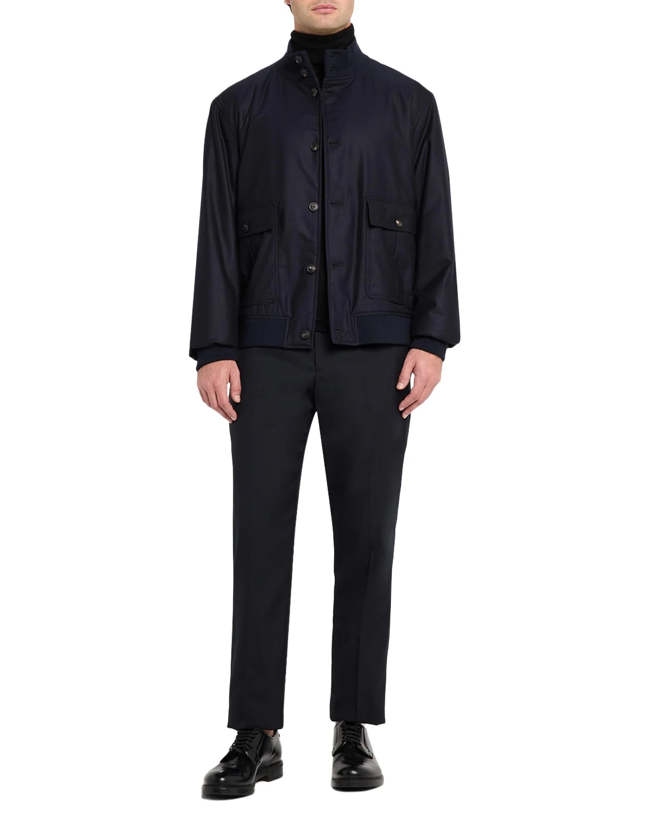 Men's Wool-Blend Stand Collar Bomber Jacket Men's Wool-Blend Stand Collar Bomber Jacket