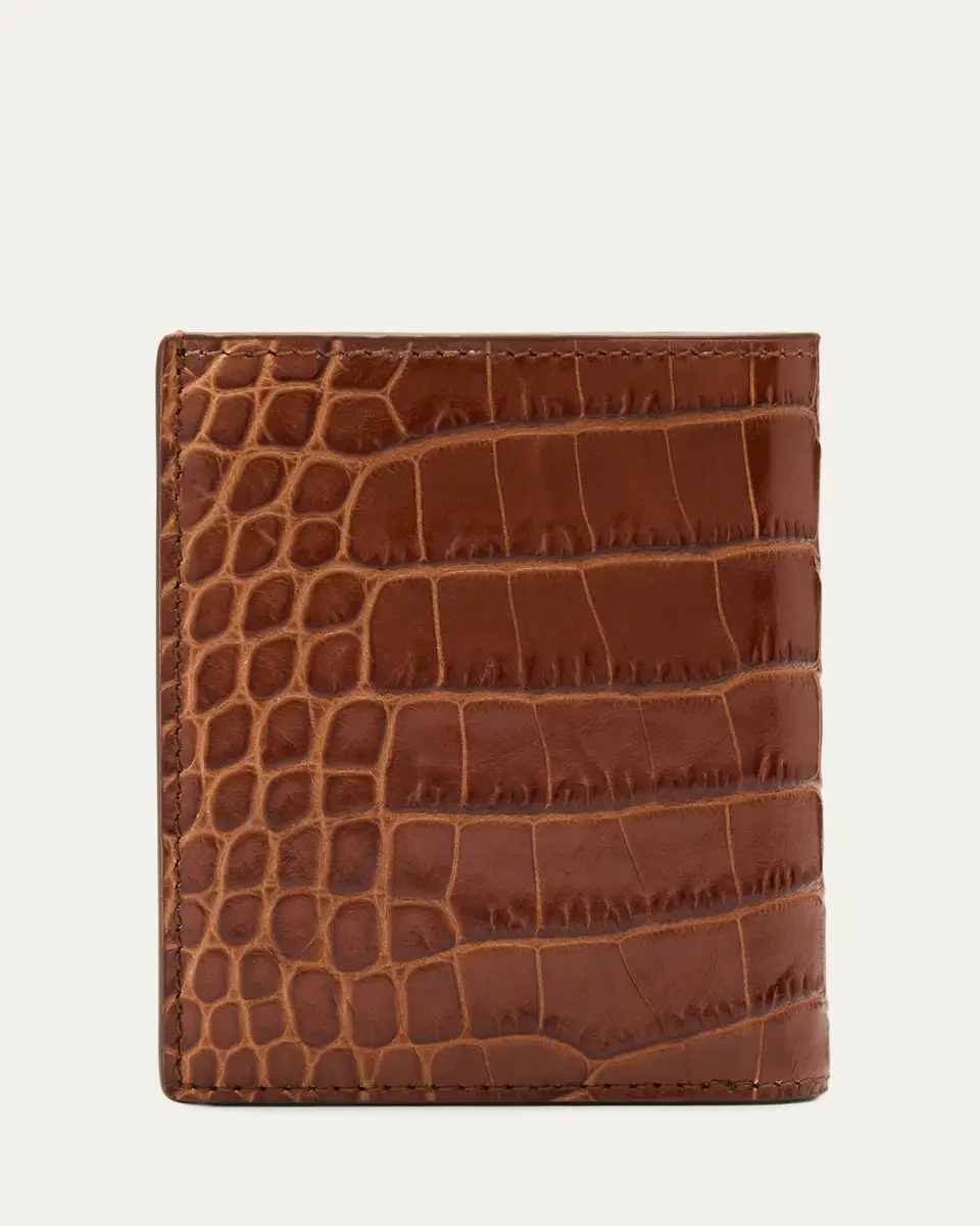 TOM FORD Men's Croc-Embossed Leather Folding Card Holder | Thumbnail 3