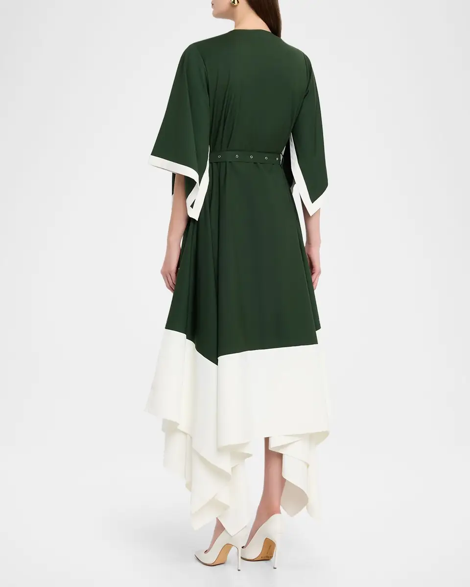 LOVEBIRDS Jade Belted Colorblock Handkerchief Midi Skirt | Thumbnail 2