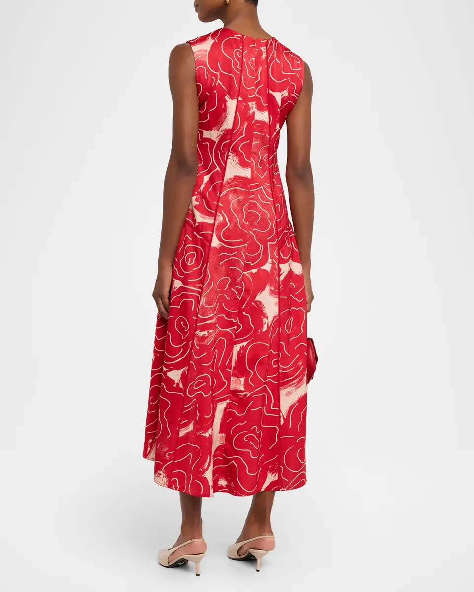 LOVEBIRDS Bennet Sleeveless Floral Flared Midi Dress | Thumbnail 3