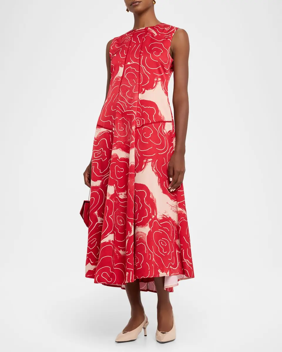 LOVEBIRDS Bennet Sleeveless Floral Flared Midi Dress | Thumbnail 4