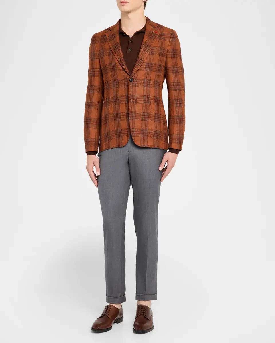 Isaia Men's Wool Twill Side-Tab Trousers | Thumbnail 2 Isaia Men's Wool Twill Side-Tab Trousers | Thumbnail 2
