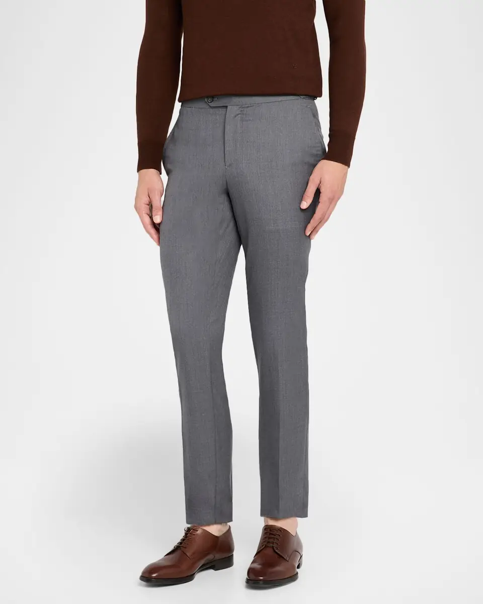 Isaia Men's Wool Twill Side-Tab Trousers | Thumbnail 4 Isaia Men's Wool Twill Side-Tab Trousers | Thumbnail 4