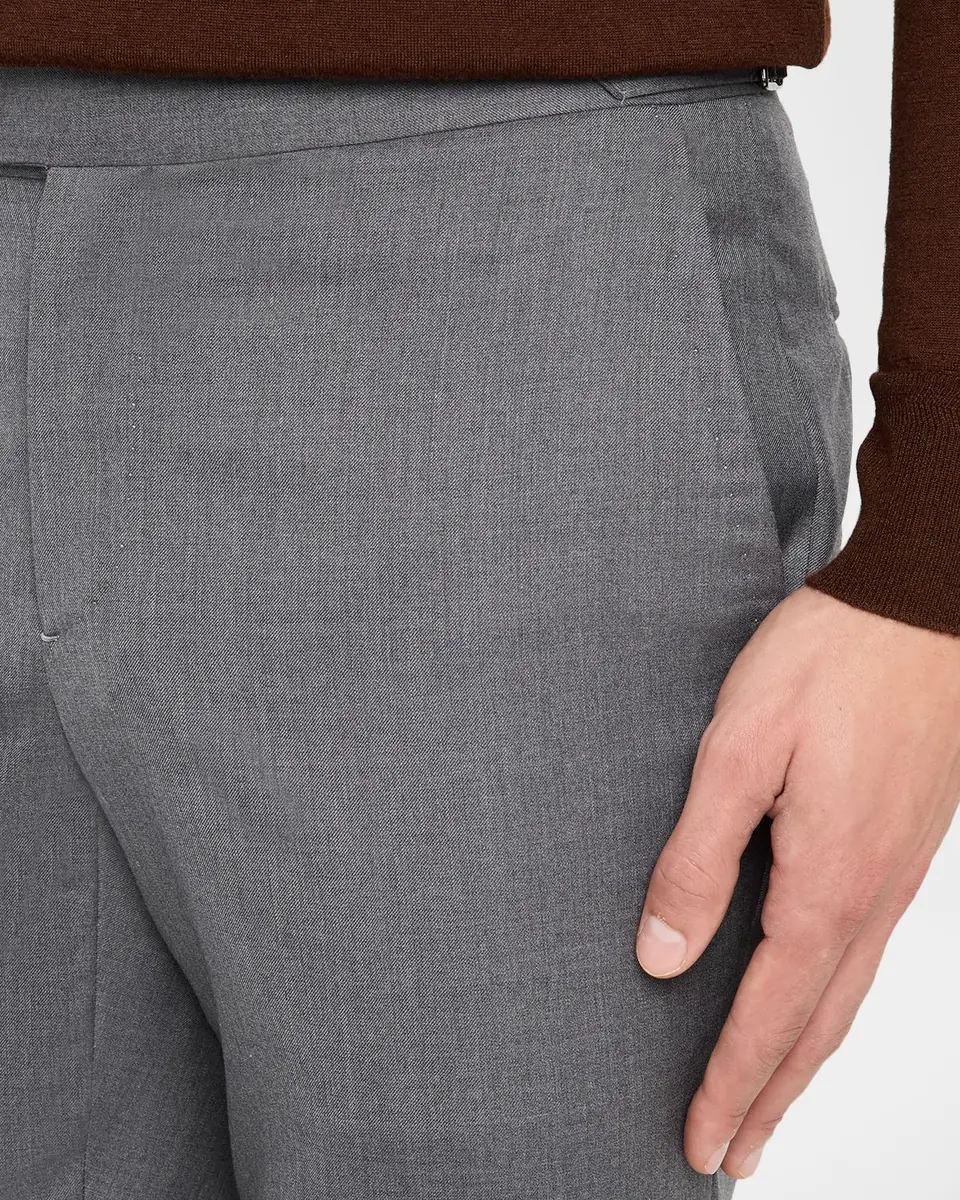 Isaia Men's Wool Twill Side-Tab Trousers | Thumbnail 6 Isaia Men's Wool Twill Side-Tab Trousers | Thumbnail 6