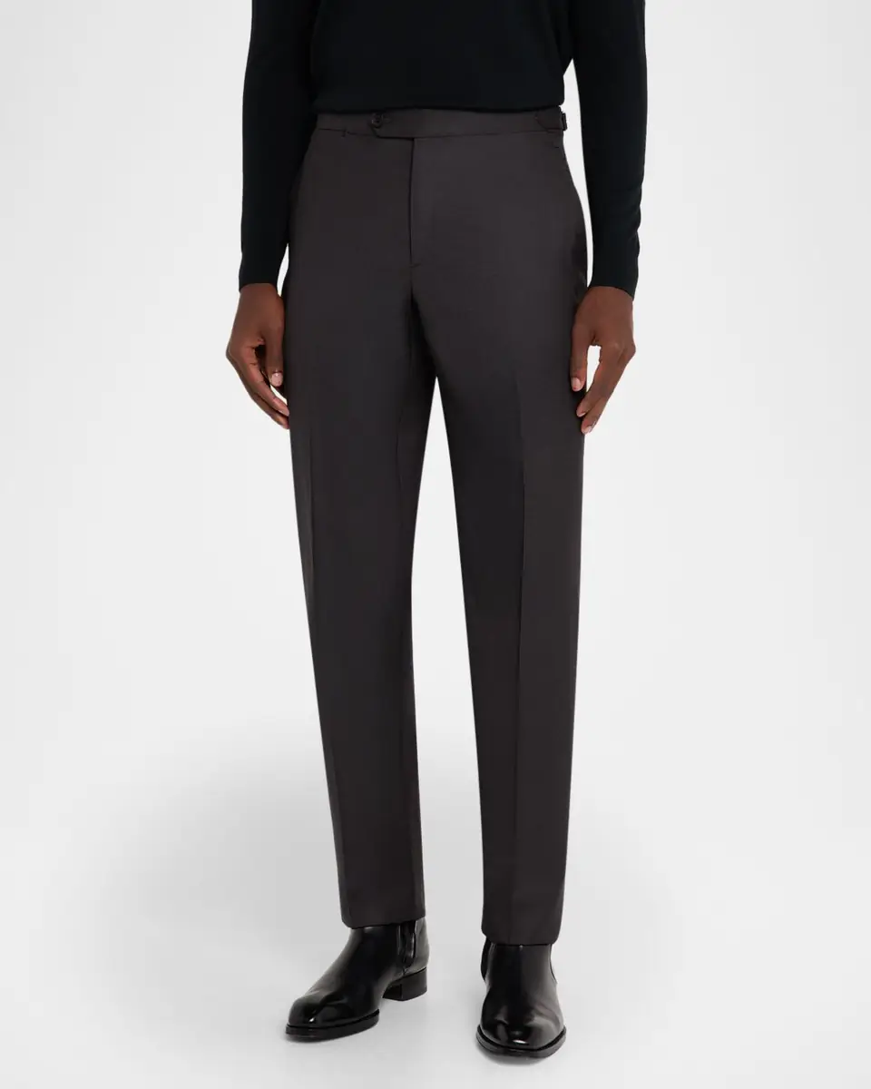 Isaia Men's Wool Twill Side-Tab Trousers | Thumbnail 9 Isaia Men's Wool Twill Side-Tab Trousers | Thumbnail 9