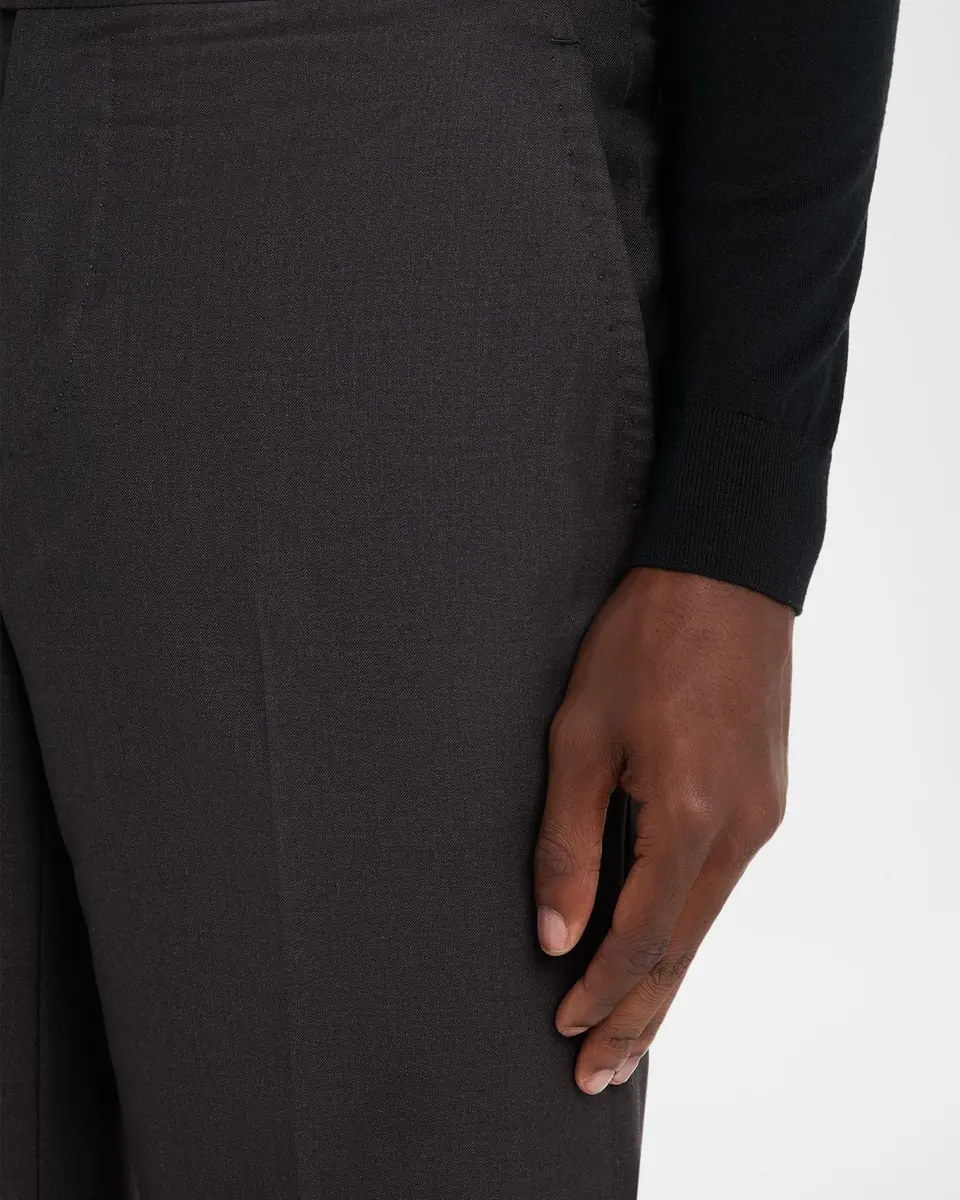 Isaia Men's Wool Twill Side-Tab Trousers | Thumbnail 10 Isaia Men's Wool Twill Side-Tab Trousers | Thumbnail 10