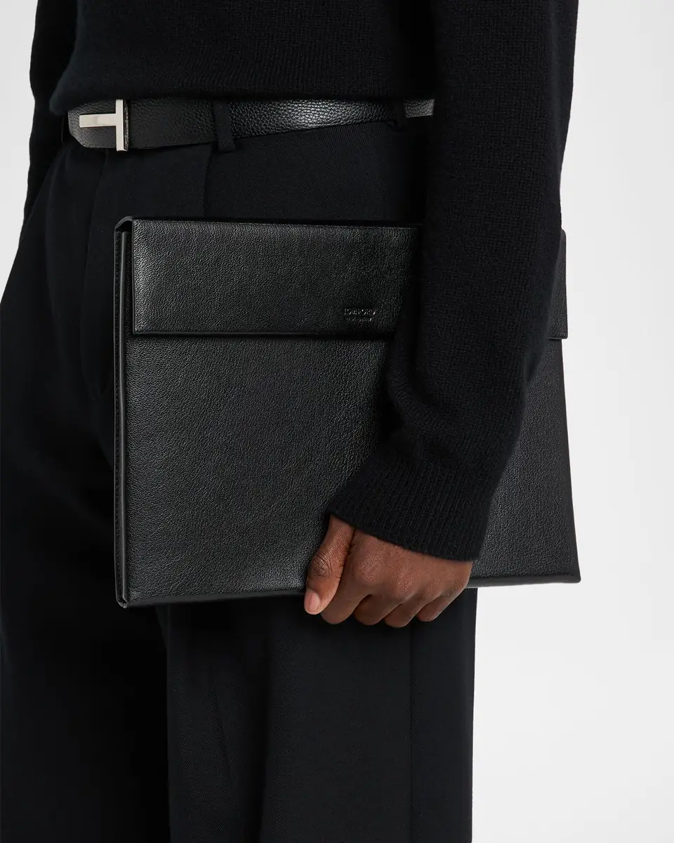Tom Ford Men's Full-Grain Leather Portfolio Pouch | Thumbnail 2