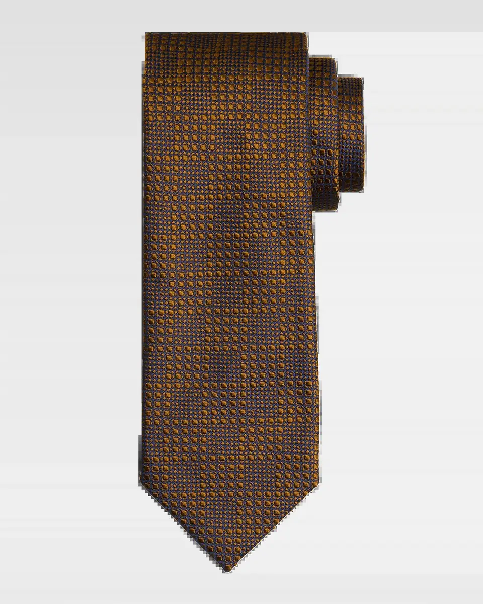 Brioni Men's Textured Check Jacquard Silk Tie | Thumbnail 2