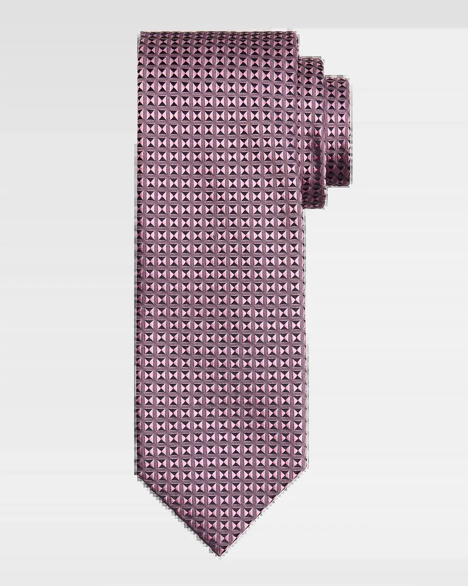 Brioni Men's Woven Micro-Geometric Silk Tie | Thumbnail 2