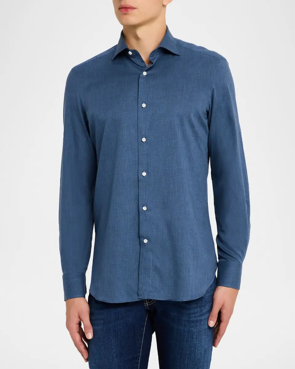 Sartorio Men's Melange Cotton Button-Down Shirt | Thumbnail 3 Sartorio Men's Melange Cotton Button-Down Shirt | Thumbnail 3