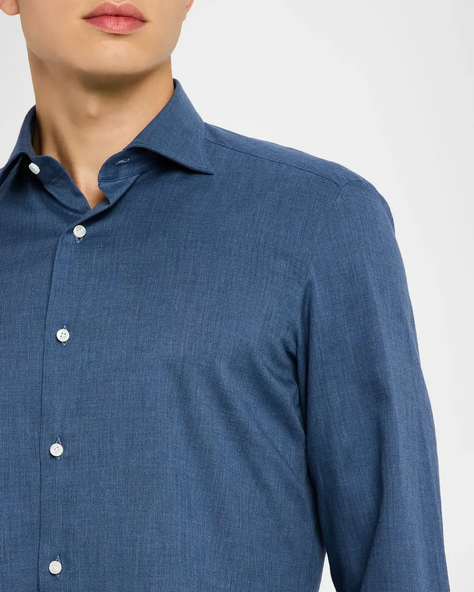 Sartorio Men's Melange Cotton Button-Down Shirt | Thumbnail 4 Sartorio Men's Melange Cotton Button-Down Shirt | Thumbnail 4