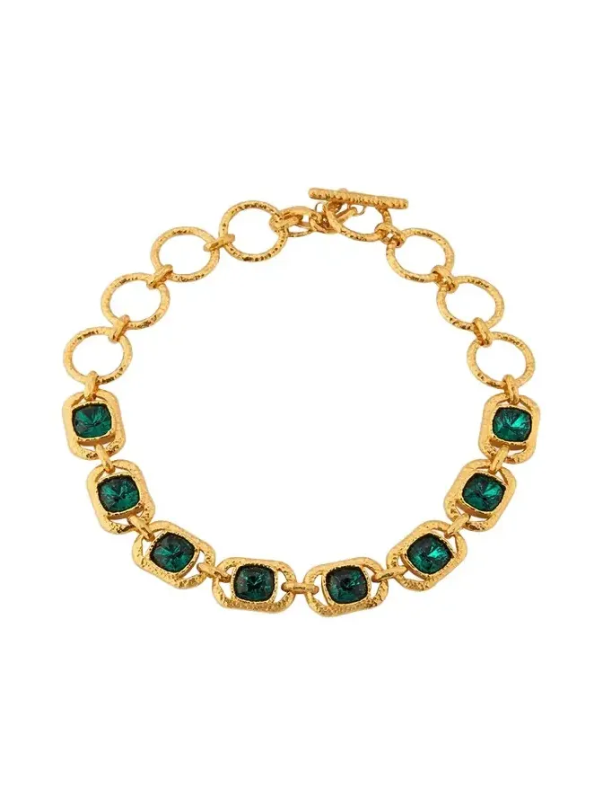 Rectangular Crystal Chain Necklace