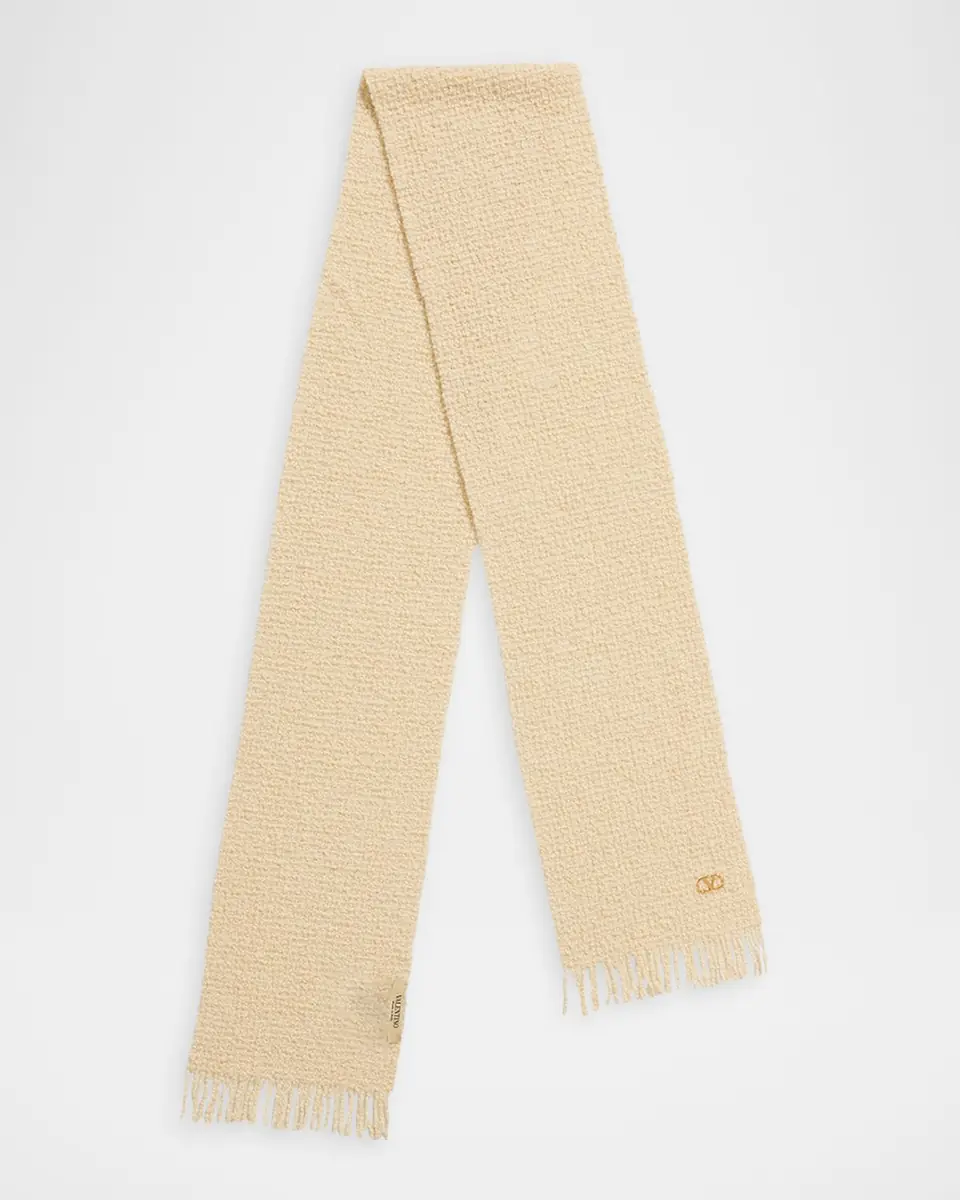 Valentino Garavani VLogo Signature Cashmere and Wool Jacquard Scarf | Thumbnail 4 Valentino Garavani VLogo Signature Cashmere and Wool Jacquard Scarf | Thumbnail 4