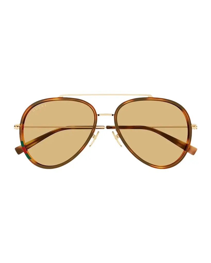 Gucci GG Tiny 56mm Acetate & Metal Aviator Sunglasses | Image 1 Gucci GG Tiny 56mm Acetate & Metal Aviator Sunglasses | Image 1