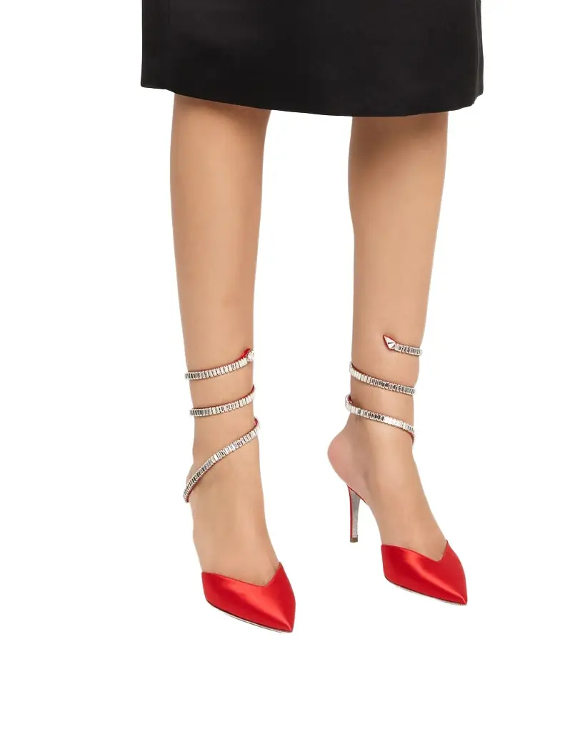 René Caovilla Snake Spiral-Wrap Strass Satin Pumps | Image 1 René Caovilla Snake Spiral-Wrap Strass Satin Pumps | Image 1