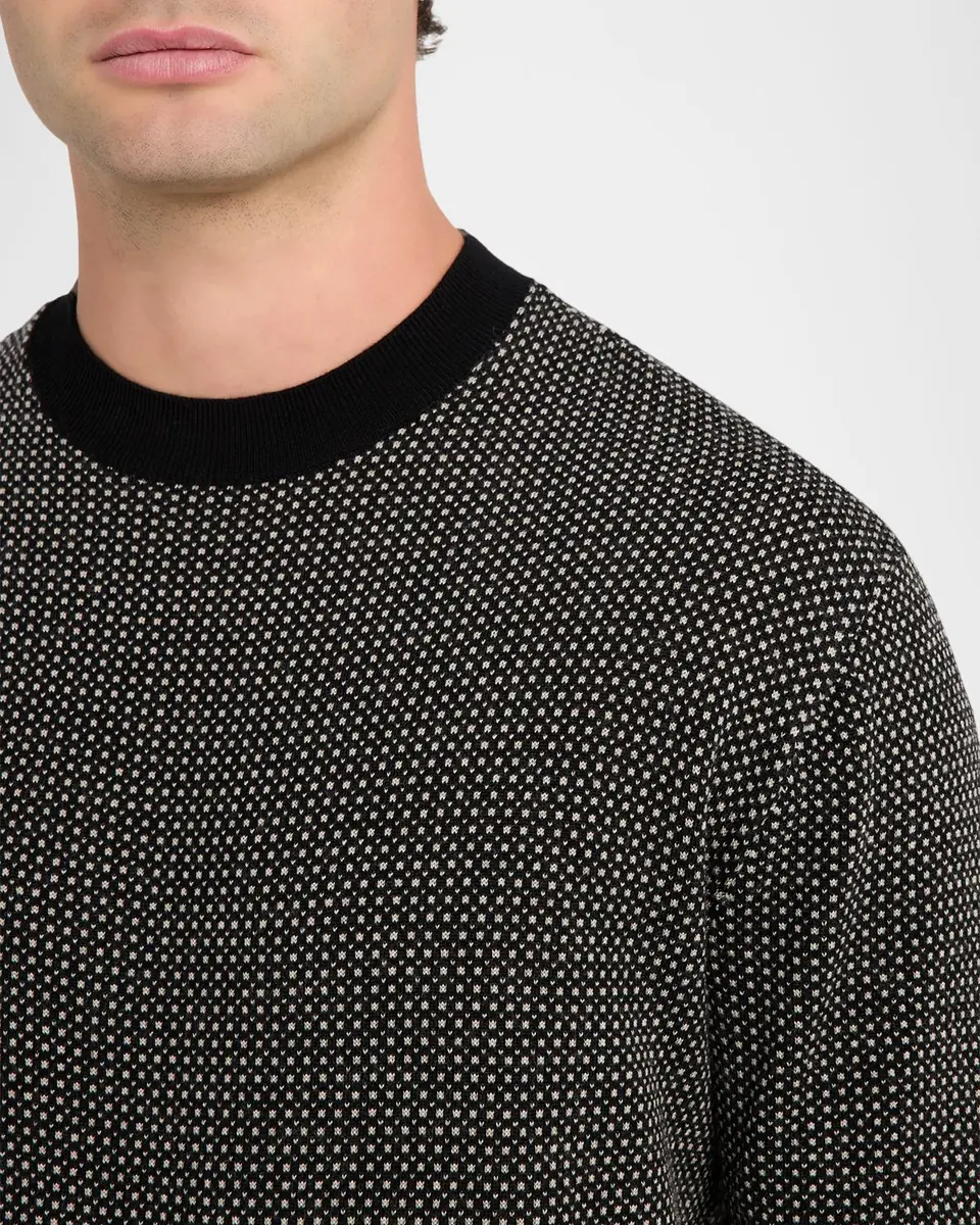 Emporio Armani Men's Micro-Dot Knit Short-Sleeve Crewneck Sweater | Thumbnail 4 Emporio Armani Men's Micro-Dot Knit Short-Sleeve Crewneck Sweater | Thumbnail 4
