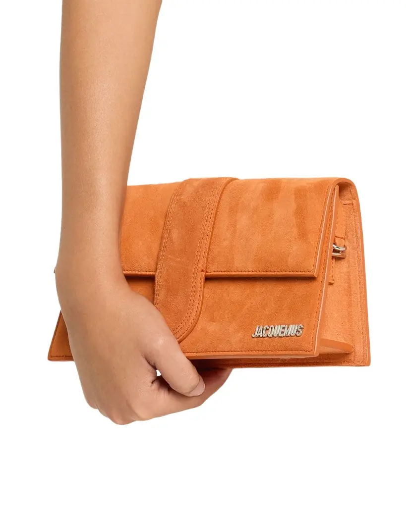 Jacquemus Le Bambino Long Suede Shoulder Bag | Image 1 Jacquemus Le Bambino Long Suede Shoulder Bag | Image 1