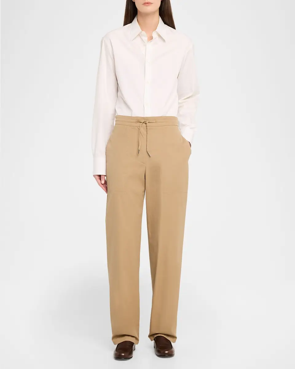 THE ROW Mende Cotton-Cashmere Straight-Leg Pull-On Pants | Thumbnail 2
