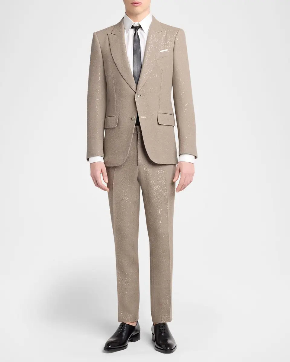 TOM FORD Men's Cotton and Silk Jacquard-Trim Dress Shirt | Thumbnail 2 TOM FORD Men's Cotton and Silk Jacquard-Trim Dress Shirt | Thumbnail 2