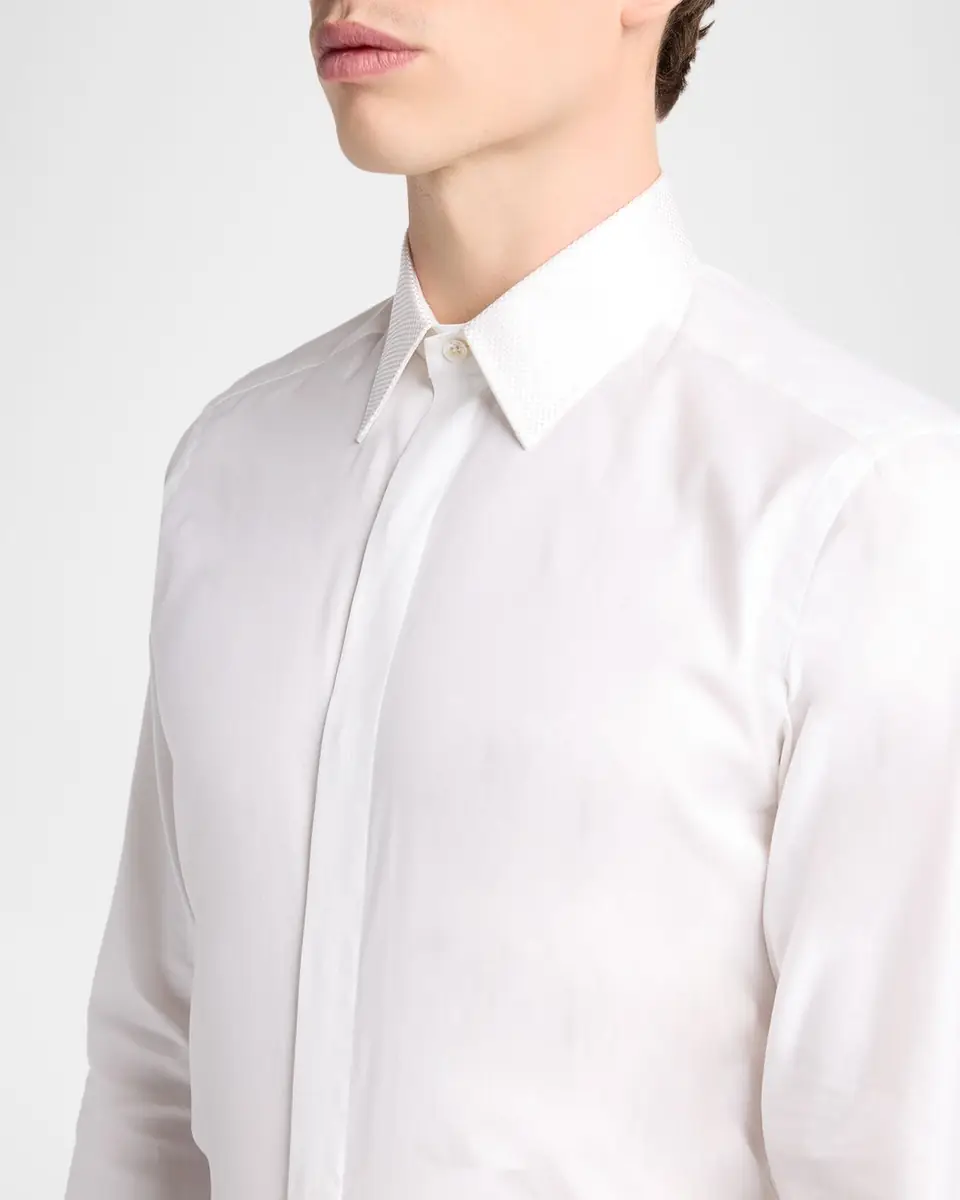 TOM FORD Men's Cotton and Silk Jacquard-Trim Dress Shirt | Thumbnail 6 TOM FORD Men's Cotton and Silk Jacquard-Trim Dress Shirt | Thumbnail 6