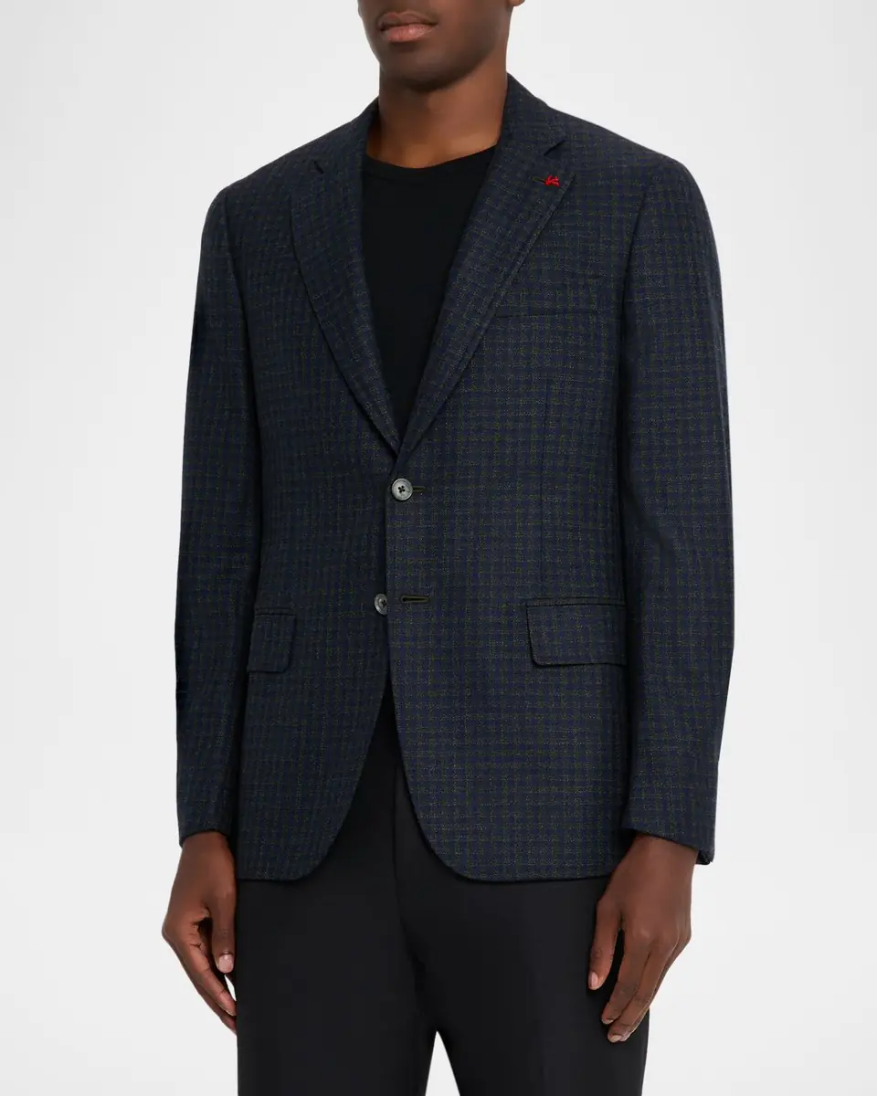 Isaia Men's Check Wool Single-Breasted Sport Coat | Thumbnail 3 Isaia Men's Check Wool Single-Breasted Sport Coat | Thumbnail 3