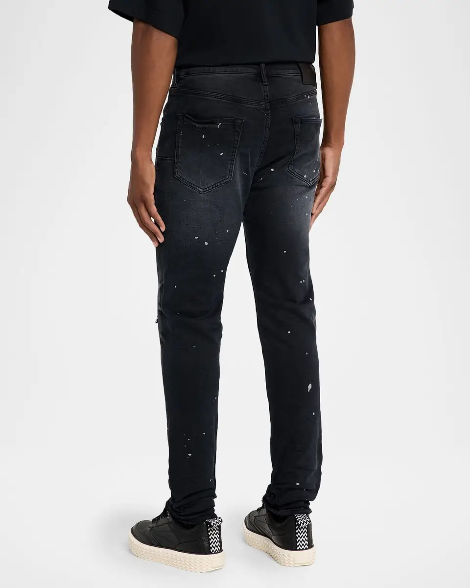 PURPLE Men's Reflective Paint Rip & Pair Denim Jeans | Thumbnail 2