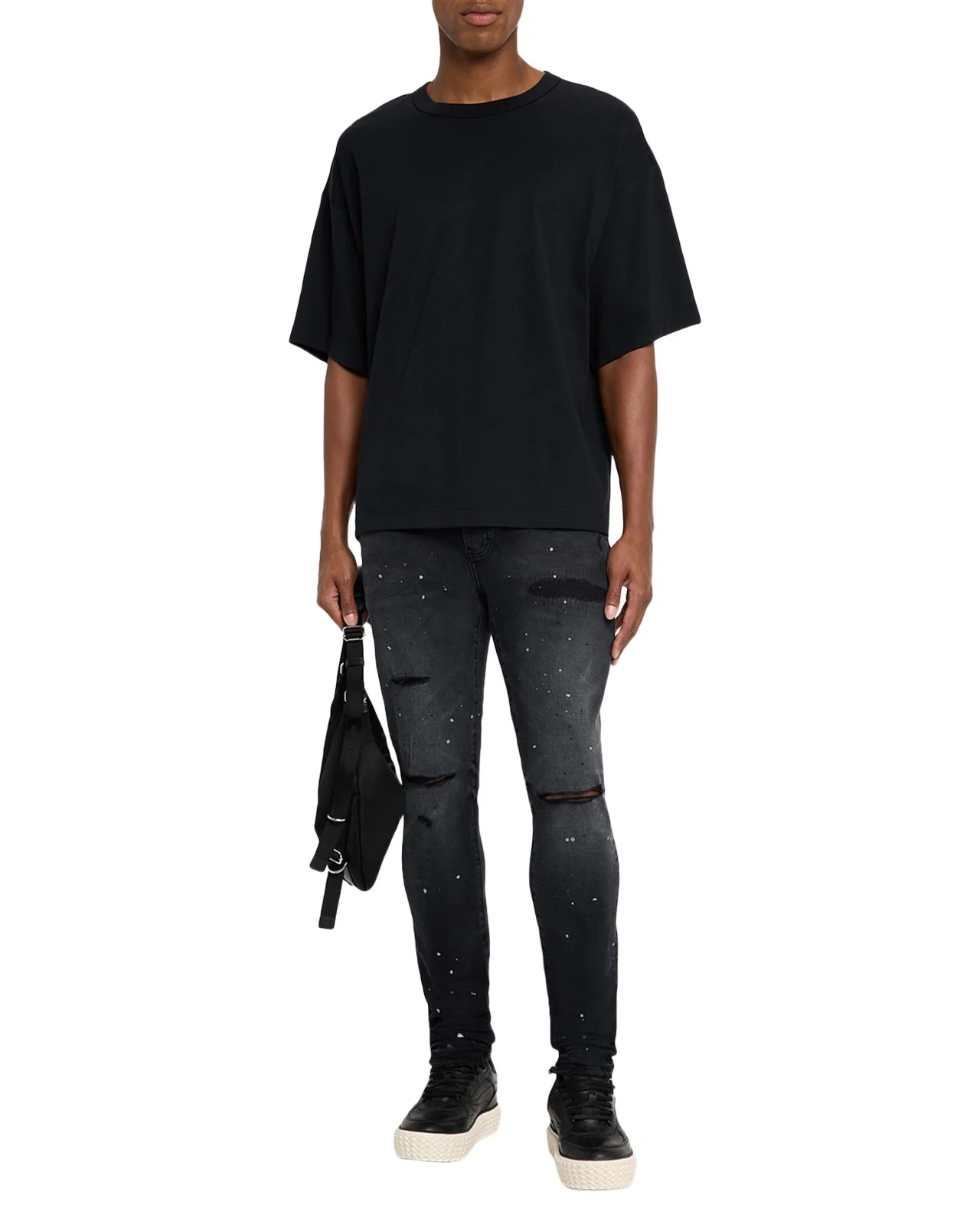 Men's Reflective Paint Rip & Pair Denim Jeans Men's Reflective Paint Rip & Pair Denim Jeans