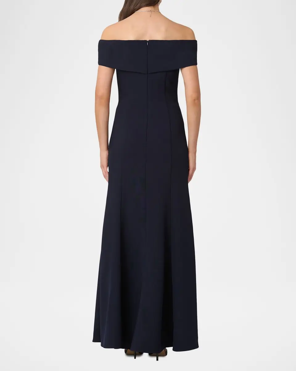 Shoshanna Flores Off-the-Shoulder Crepe Gown | Thumbnail 2