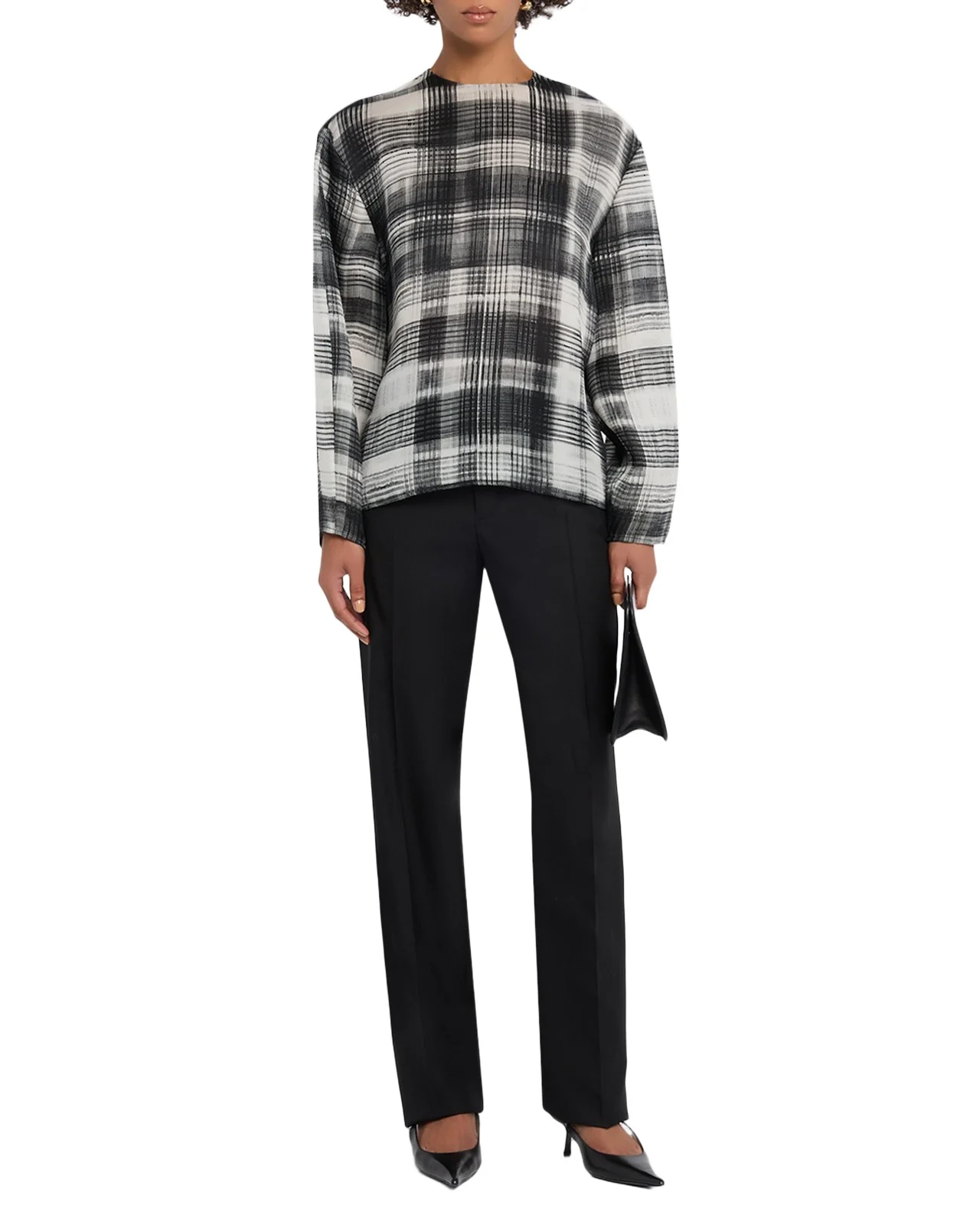 Briggs Fur-Print Balloon-Sleeve Silk Blouse