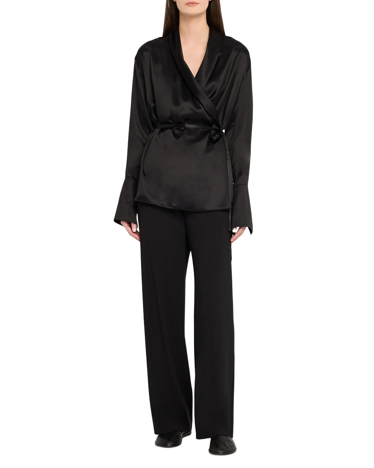 Eivie Silk Long-Sleeve Wrap Blouse Eivie Silk Long-Sleeve Wrap Blouse