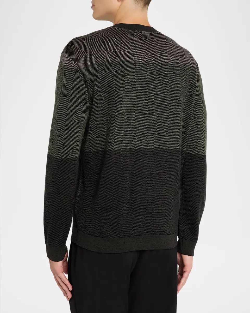 Emporio Armani Men's Colorblock Geo Knit Crewneck Sweater | Thumbnail 2 Emporio Armani Men's Colorblock Geo Knit Crewneck Sweater | Thumbnail 2