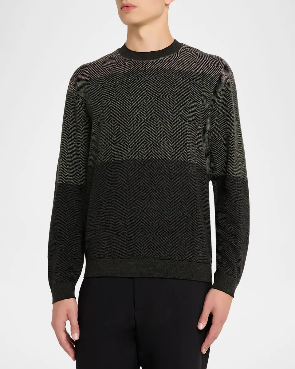 Emporio Armani Men's Colorblock Geo Knit Crewneck Sweater | Thumbnail 3 Emporio Armani Men's Colorblock Geo Knit Crewneck Sweater | Thumbnail 3