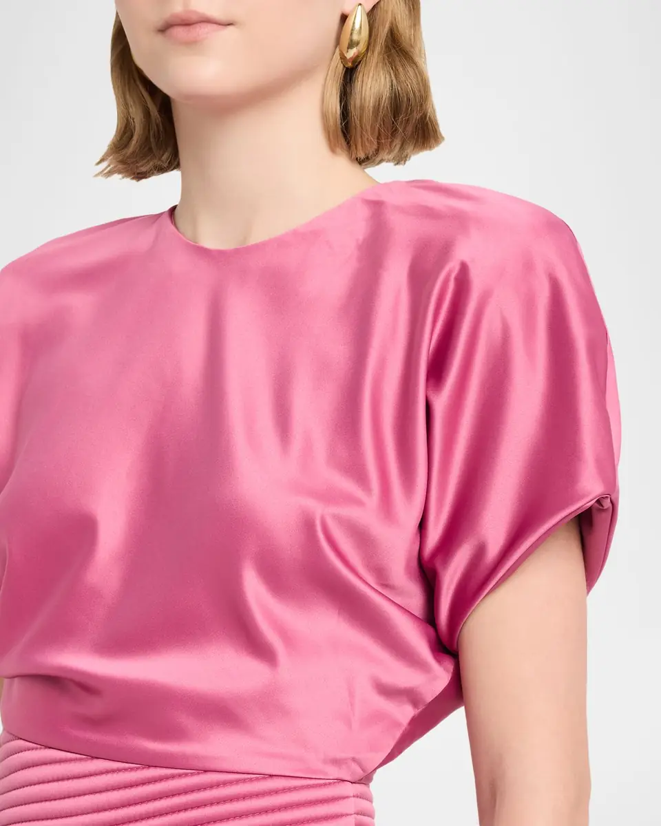 Zhivago Bond Draped Stretch Satin Midi Sheath Dress | Thumbnail 4