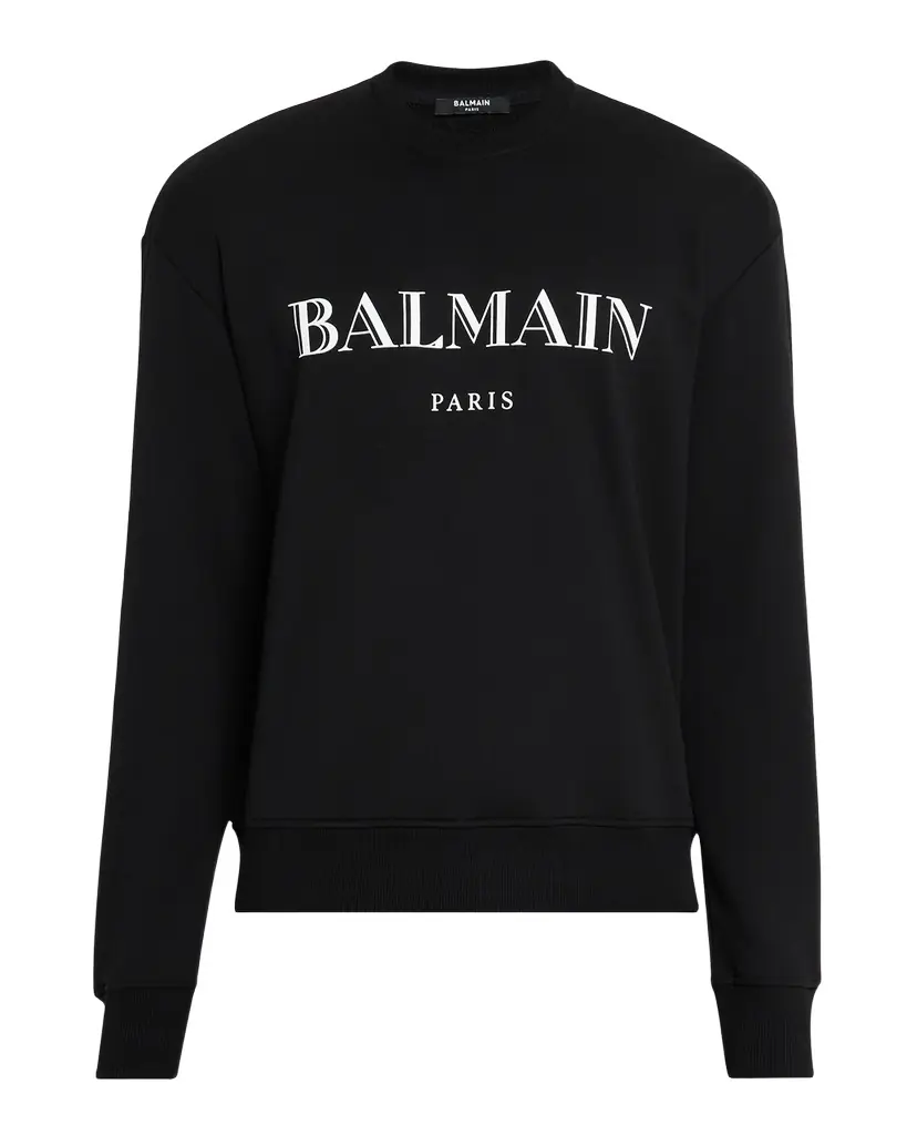 Balmain Men 's Cotton Vintage Logo Crewneck Sweater | Image 1 Balmain Men 's Cotton Vintage Logo Crewneck Sweater | Image 1