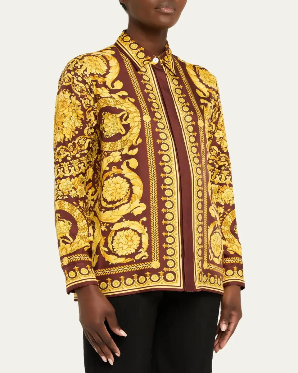 Versace Barocco Print Silk Shirt | Thumbnail 4