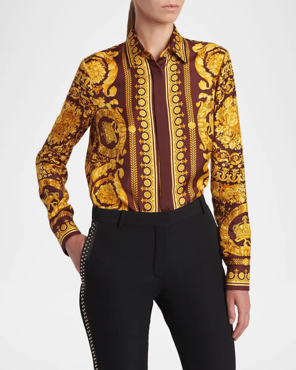 Versace Barocco Print Silk Shirt | Thumbnail 8
